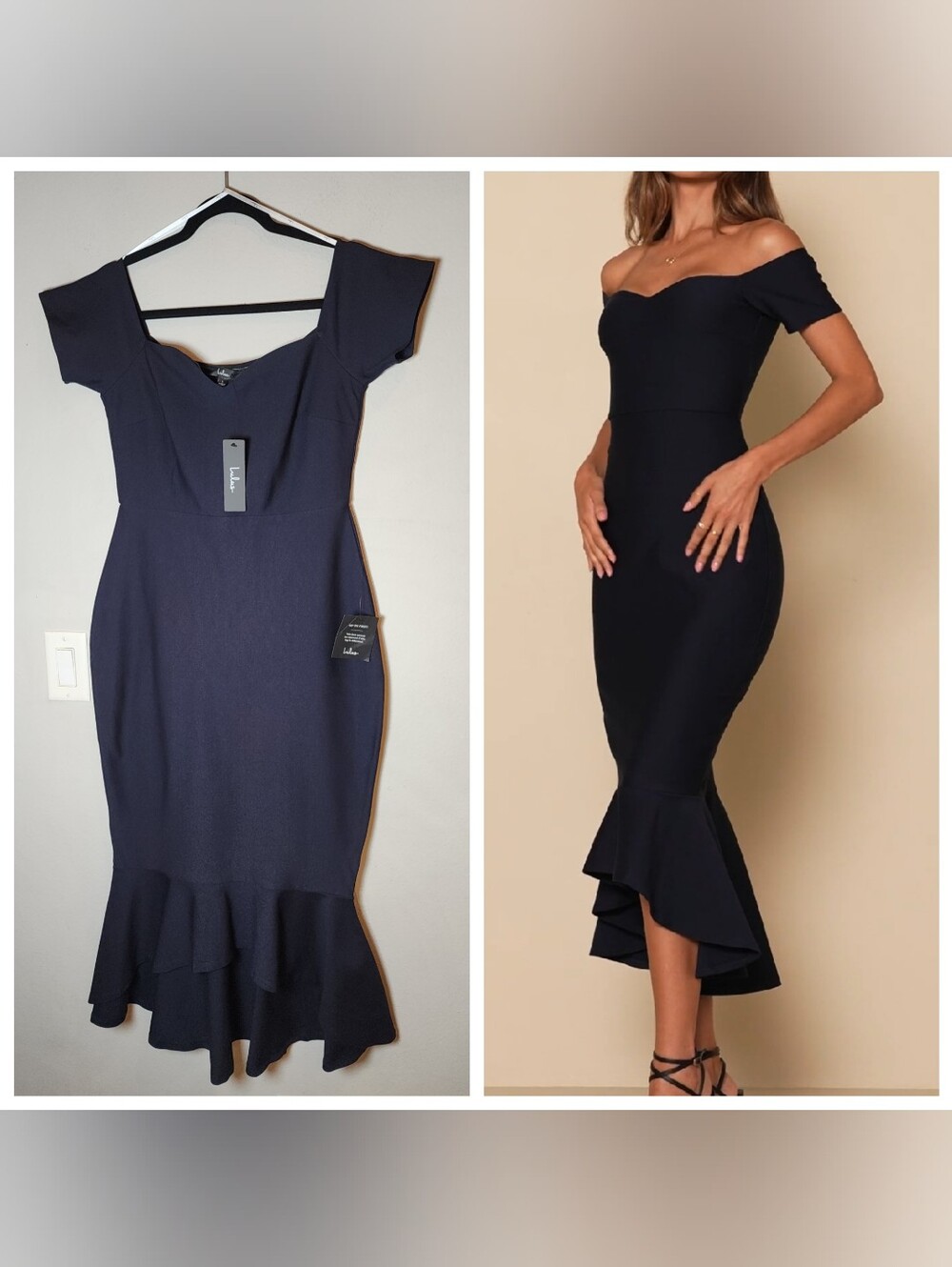 NWT Lulus Ponte Knit Off Shoulder Midi Dress Women's Size Large Stretch